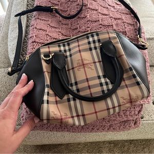 BURBERRY crossbody leather/canvas purse